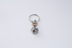 Silver and bronze keyring  with sphere