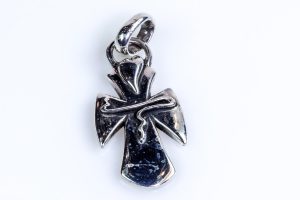 Silver pendant with cross and heart