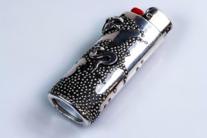 Silver BIC lighter case