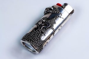 Silver BIC lighter case