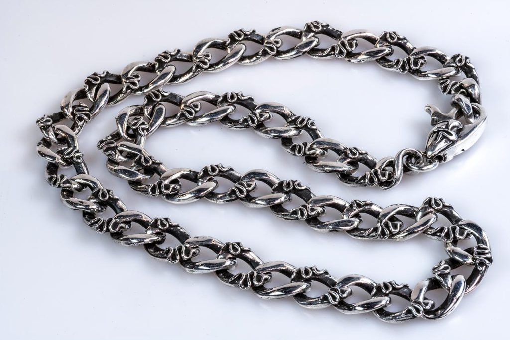 Large groumette silver necklace