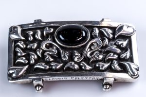 Fibbia cuori in argento e onice
